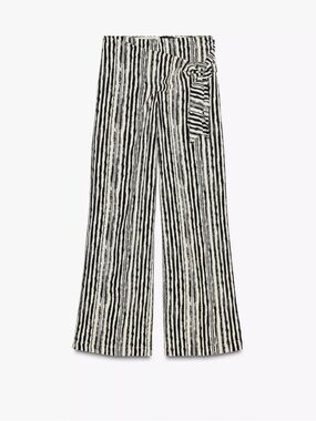 Zara Black and Cream Patterned summer linen pants